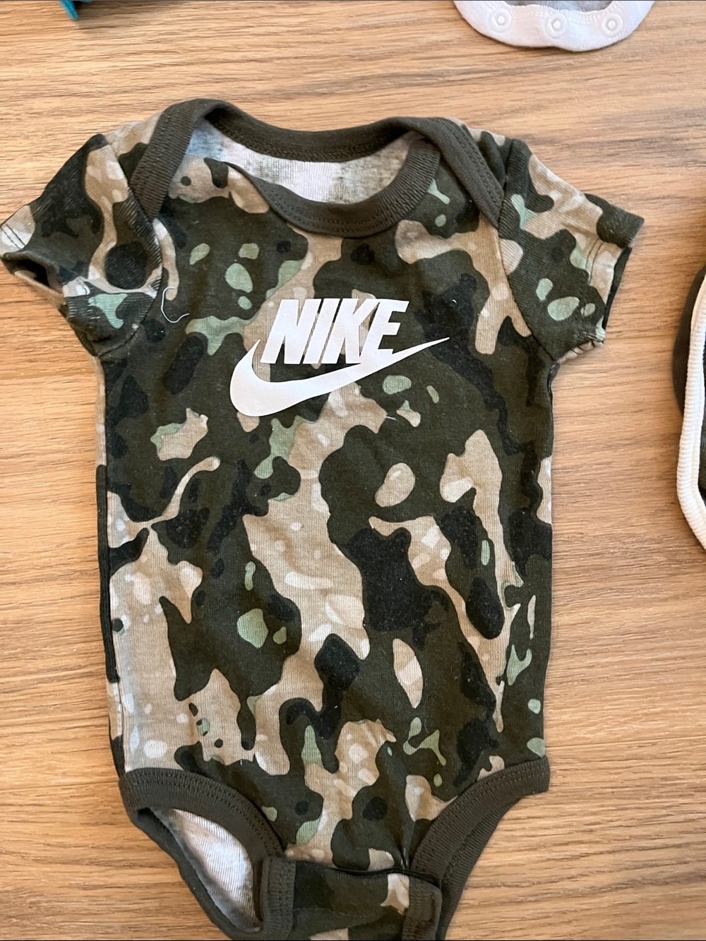 Nike Kids One-Piece Set in Blue, Gray, Navy & Olive Camo with Bib - Picture 10 of 11